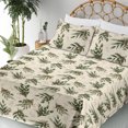 thumbnail image 3 of Ambesonne Leaves Greenery Fitted & Flat Sheet with Sham 3 Pcs Set, Minimalistic Jungle, Twin, Eggshell Hunter Green, 3 of 5