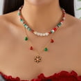 thumbnail image 2 of NICKSUN Christmas Layered Necklace for Women Red Green Gold Clay Beads Xmas Tree Snowflake Candy Cane Lollipop Snowman Reindeer Pendant Choker Necklace Birthday Holiday Party Jewelry Gifts, 2 of 8