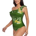 thumbnail image 2 of Easygdp Friut Avocado Women's One Shoulder Ruffle Monokini Bathing Suits with Removable Chest Pad, Quick Drying - Small, 2 of 8
