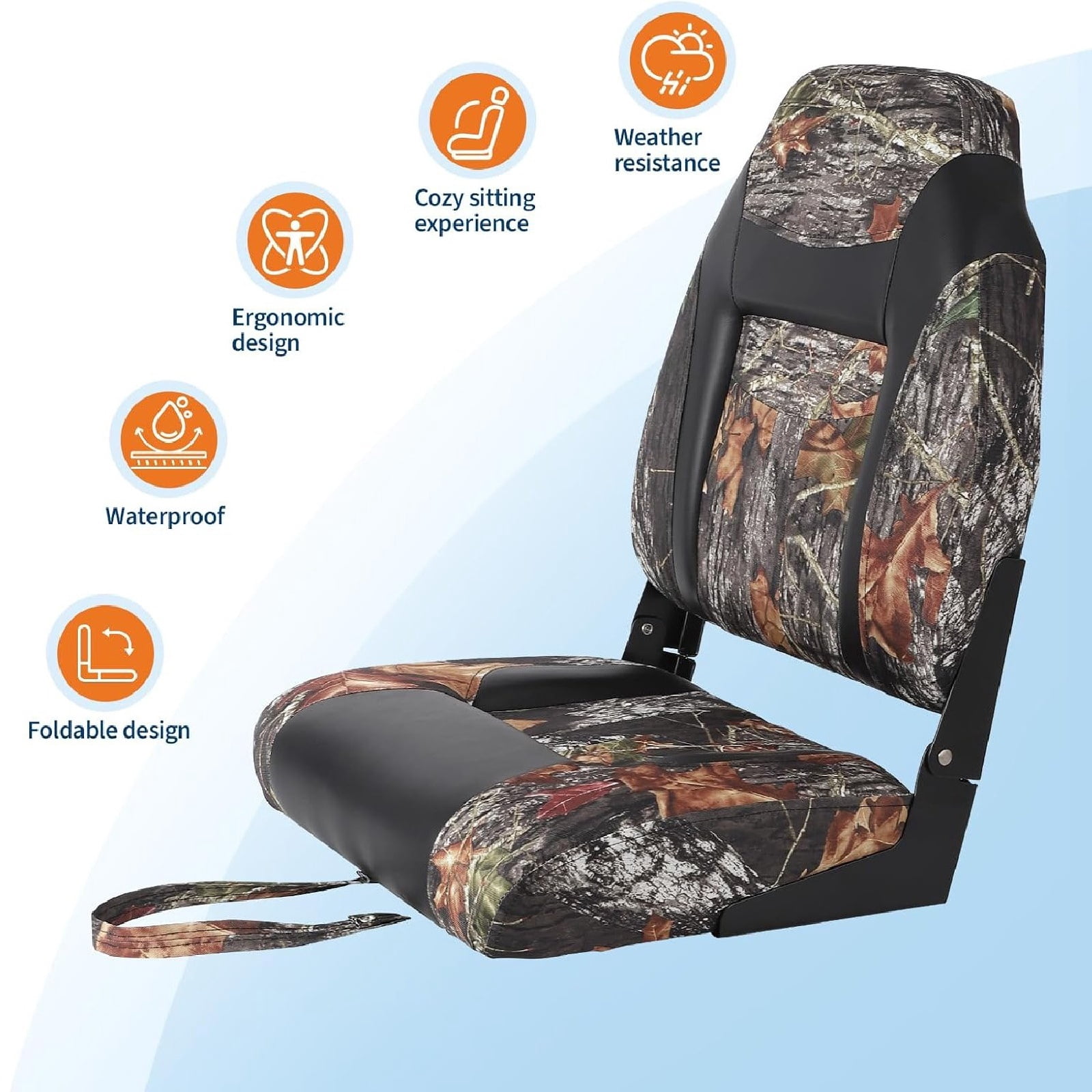 Ladcaser 2 Pack Premium High Back Folding Boat Seat, Marine Seats for Fishing, Sightseeing, Speedboats, Canoes
