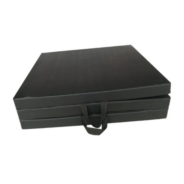 Esterilla de ejercicios plegable de tres pliegues, almohadilla de pilates antideslizante e impermeable de cuero PU, almohadilla elástica 5 Negro