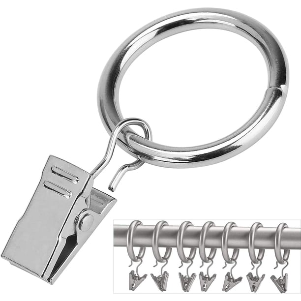 Anillos de cortina con clips (Φ 25mm) (paquete de 50)-Anillos de clip de cortina de metal de acero inoxidable resistente a la corrosión para pesas de cortina Pantalla de arte para varilla de 20mm