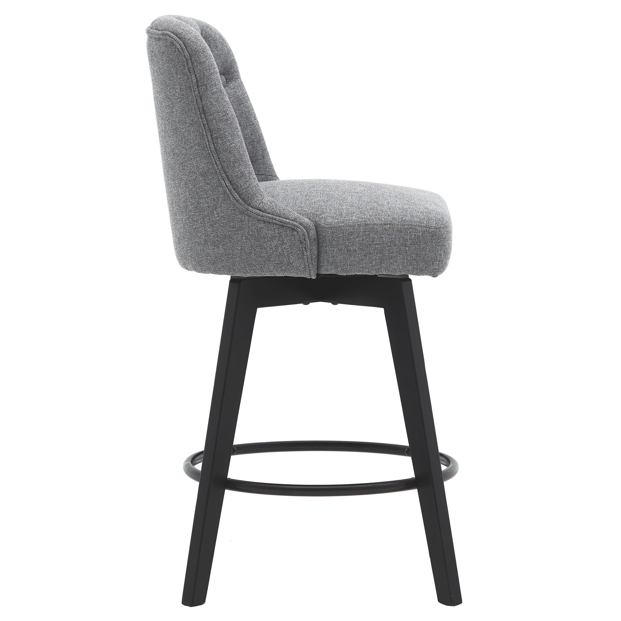 MINCETA Bar Stools,30" 360 Free Swivel Upholstered Bar Stool with Back-Performance Fabric in Gray