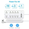thumbnail image 5 of Power Strip Surge Protector Extension Cord with Multiple Outlets 3 USB Ports(1 USB C Port), Power Strips with Surge Protection, Wall Mount for Home Office,White, 5 of 5