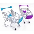 thumbnail image 1 of Mini carrito de compras, carrito de mano para supermercado, modo de carrito de utilidad, juguete de almacenamiento (azul y morado), 2 uds., 1 of 5