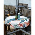 thumbnail image 2 of nqOlkjepod Teal Red Coastal Outdoor Tablecloth with Umbrella Hole & Zipper, Summer Beach Turtle Starfish Nautical Round Table Cover 60 Inch, Dining Waterproof Table Cloth Protector for Patio/Party, 2 of 7