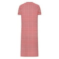thumbnail image 6 of Fartey Women's Zipper Front Short Sleeve Nightgown Trendy Plaid Print Nightdress Loose Fit Long House Coat Soft Comfy Crew Neck Loungewear with Pockets Red 2XL, 6 of 8