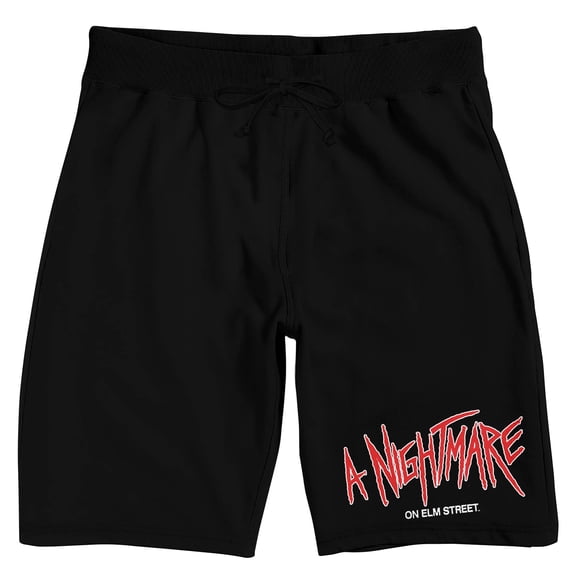 Nightmare On Elm Street Text Logo Men's Black Sleep Pajama Shorts-Medium