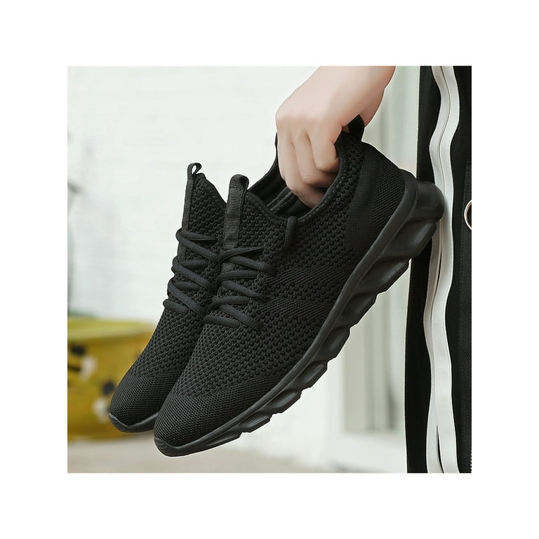  vibdiv Lightweight Fashion Sneakers Women Pull-on Walking Shoes  Daily Shoes Comfortable Breathable Work Jogging Shoes All Black 5