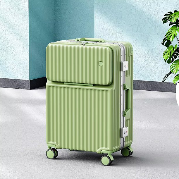 KLQDZMS maleta para portátil con apertura frontal, maleta de embarque con carga USB, cubierta de carrito de 20 "22" 24 "26 pulgadas, equipaje de cabina con marco de aluminio