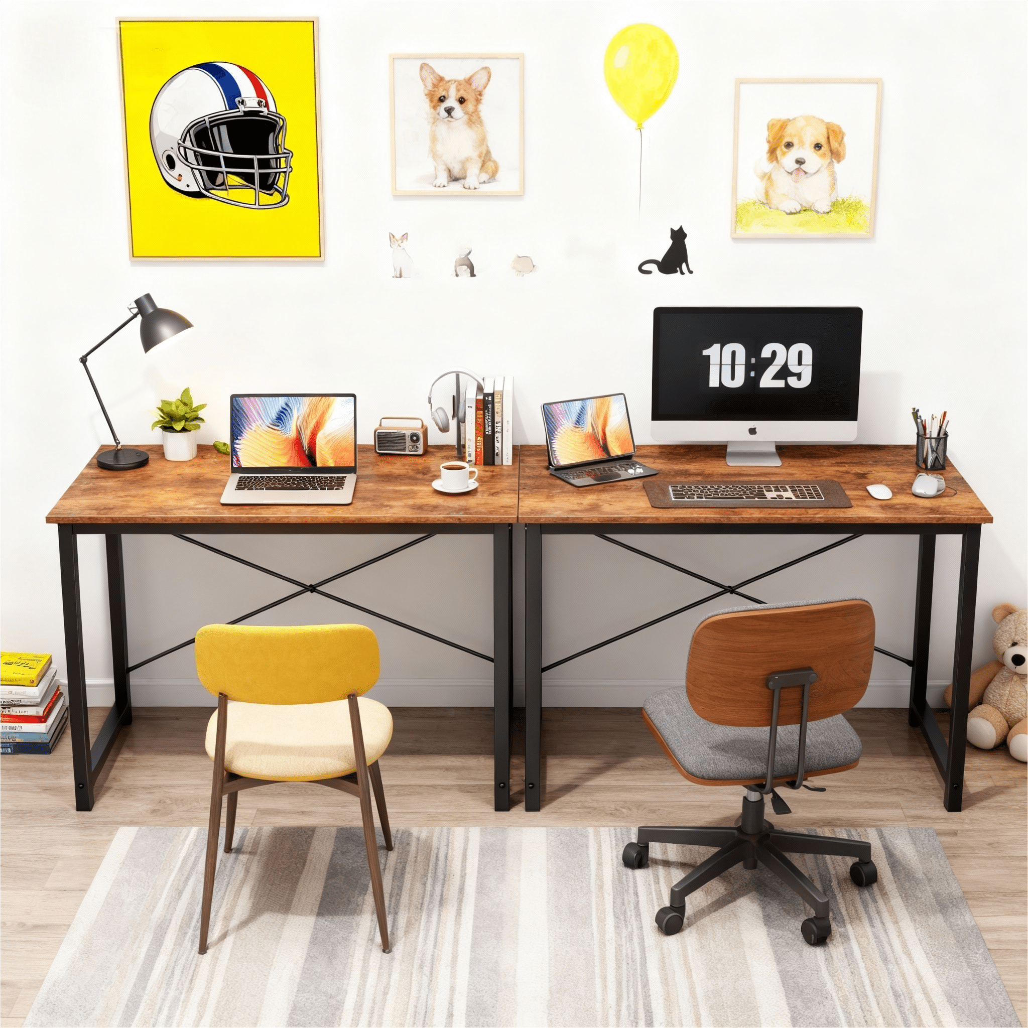 CONCETTA 40in Computer Office Desk, Writing Table for Small Spaces, Modern Style Home Office Desk, Rust Brown