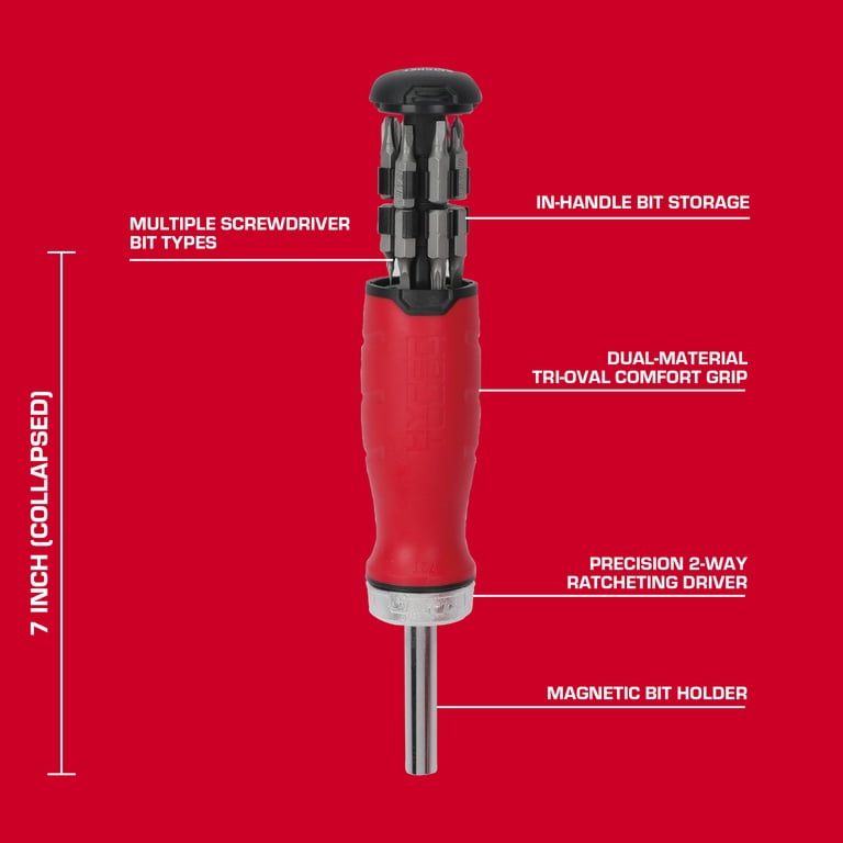 Hyper Tough 13-Piece Ratcheting Screwdriver with In-Handle Storage