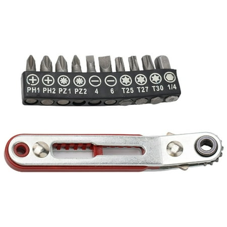 

Elbow Head Mini Ratchet Wrench 90 Degree Offset Screwdriver Handle with Bit Set