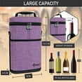 thumbnail image 3 of OPUX 2 Bottle Wine Carrier Tote, Insulated Leakproof Wine Cooler Bag, Wine Travel Bag for Picnic BYOB Beach, Portable Wine Bottle Carrying Case, Gift for Wine Lover Women Men Christmas, Purple, 3 of 8