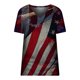 thumbnail image 4 of Moda mujer manga corta cuello en V bandera impresa Casual camiseta Tops blusa Pompotops  hkajfhjk465541, 4 of 5