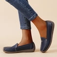 thumbnail image 5 of Rokment Women's Protective Toe Walking Shoes Comfortable Leather Slip on Flat Loafers Orthotic Non Slip Work Fashion Sneakers Blue Size 7, 5 of 7