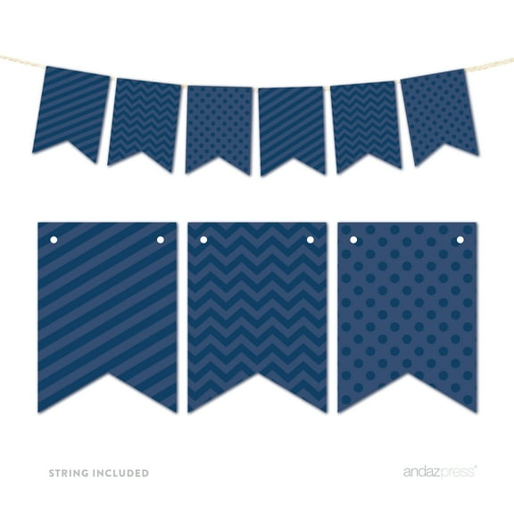 Navy Blue Hanging Pennant Banner Party Garland Decor