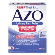 AZO Maximum Strength Urinary Pain Relief, UTI Pain Reliever, 12 Tablets