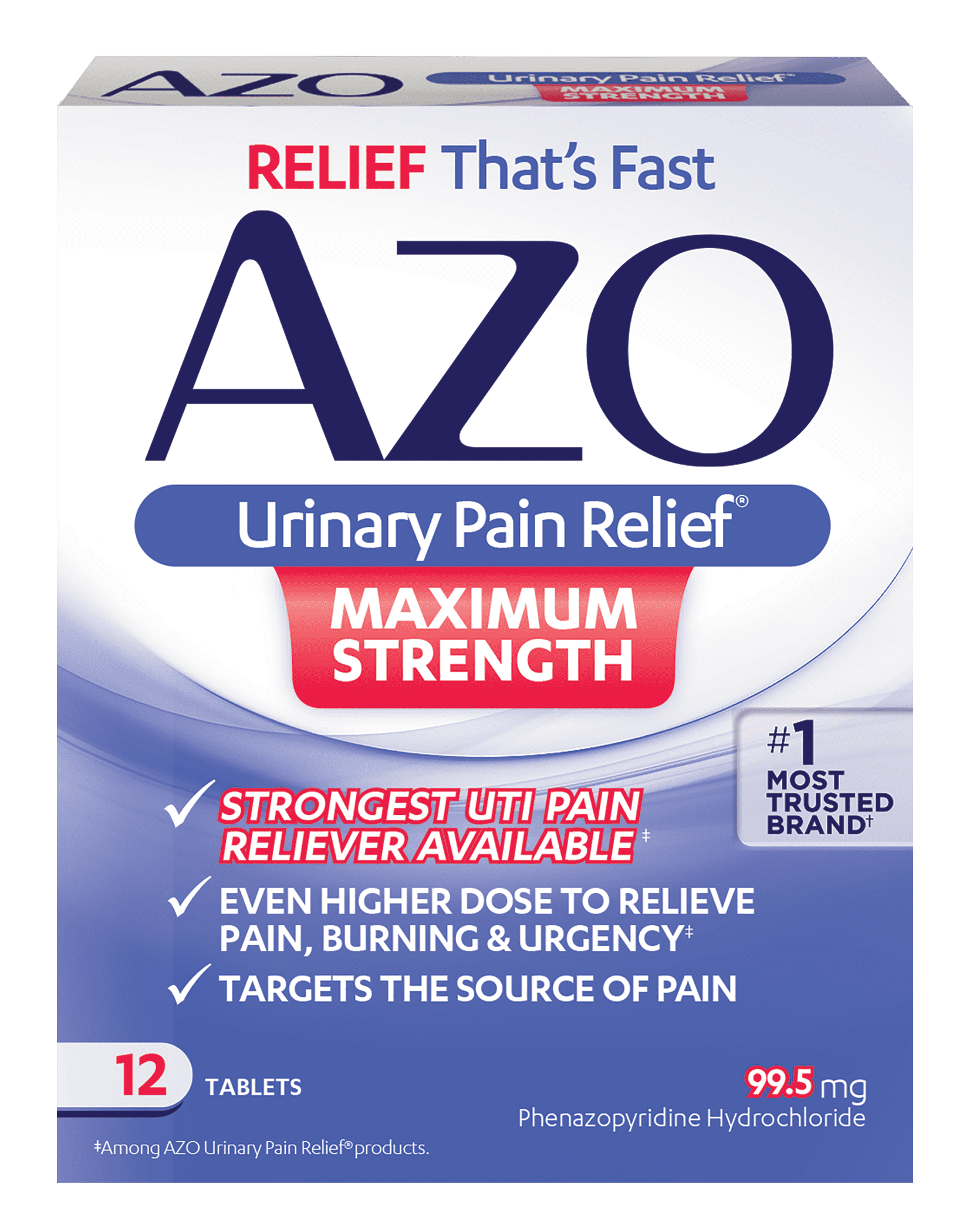 AZO Maximum Strength Urinary Pain Relief UTI Pain Reliever 12 Ct 