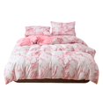 thumbnail image 1 of Juego de 3 uds de funda de edredón de poliéster veteado, funda de almohada, juego de cama EU AU King Size (rosa), 1 of 8