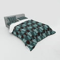 thumbnail image 3 of Ambesonne Abstract Bedding Set 3 Pcs, Dot Stripes Grunge Squares, Twin, Cadet Blue Dark Mauve, 3 of 3