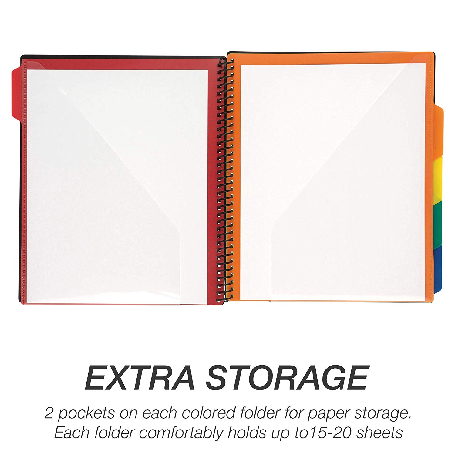 Samsill 5 Subject Spiral File Folder, 5 Dividers With Pockets