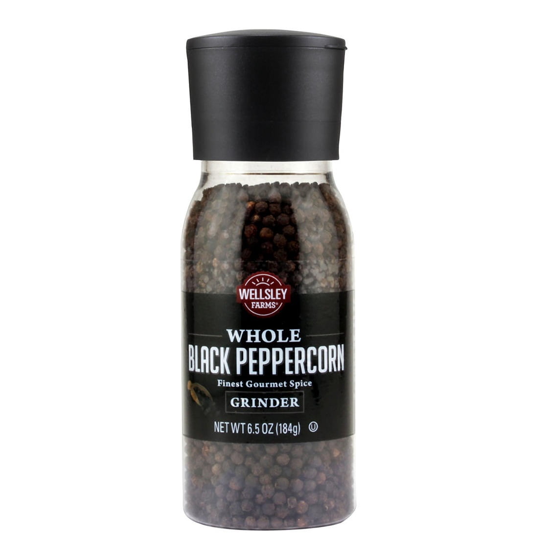 Wellsley Farms Whole Black Peppercorn Grinder, 6.5 oz