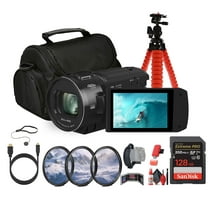 Panasonic HC-V900 Lightweight Full HD Camcorder with 24x Zoom (HC-V900K) 128GB Memory Card Tripod Camera Bag Lens Filter Kit Flexible Tripod Cleaning Kit HDMI/Micro Cable More