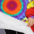 thumbnail image 3 of Oversized Wearable Blanket Hoodie,Rainbow Tie Dye Mandala Pattern Sherpa Blanket Hoodie with Super Pockets,Super Warm Fuzzy Pullover for Women & Men, 3 of 6