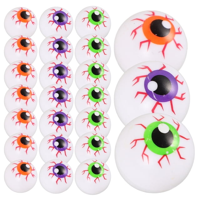 FELTECHELECTR 24 globos oculares falsos aterradores de plástico para Halloween, accesorios para casas embrujadas, globos oculares de ping pong aterradores para decoraciones de fiestas de Halloween.