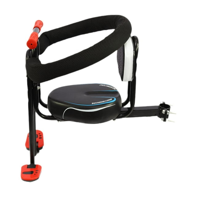 Asiento de bicicleta para niños, montaje delantero, cojín de asiento resistente y cómodo con manillar y Azul