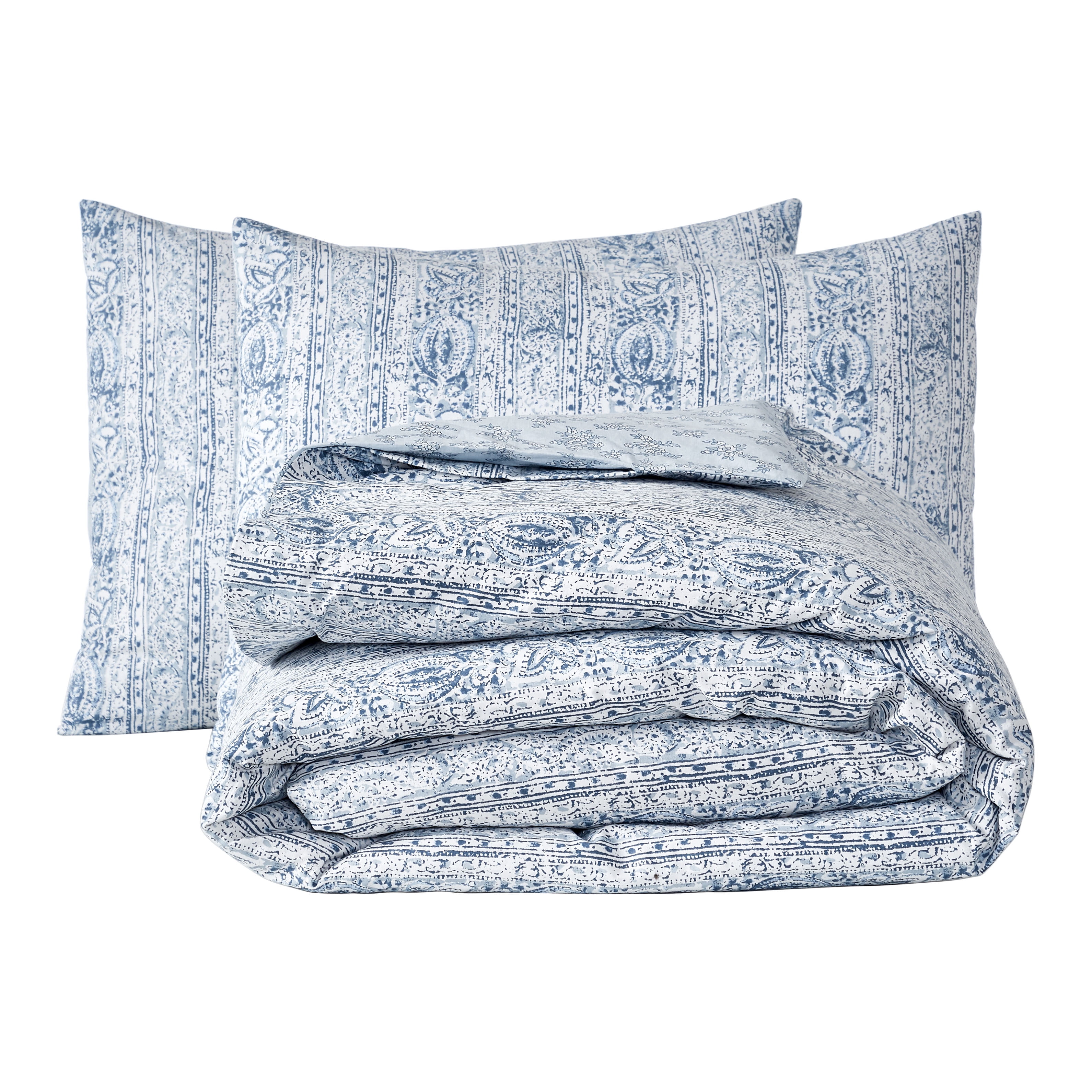Simply Shabby Chic Blue Batik Stripe Duvet Set, King