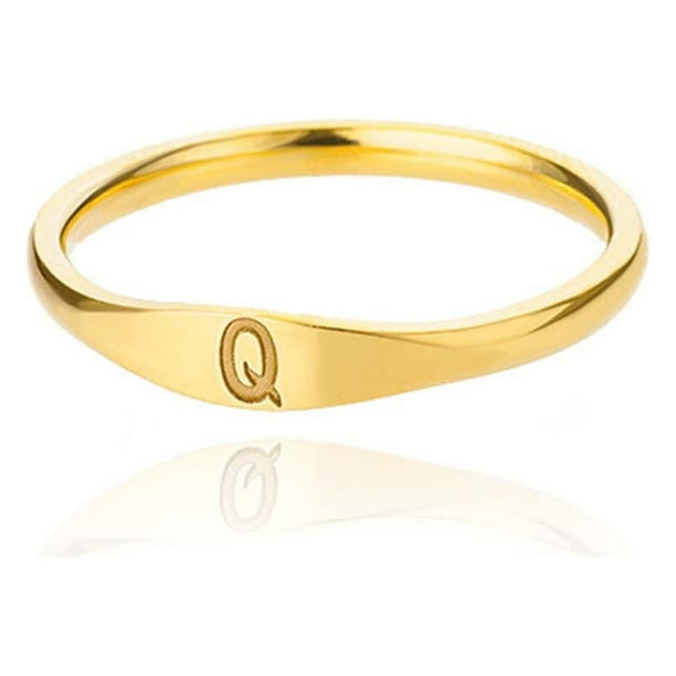 Fiudx Anillo con Inicial, Joyería Personalizable de 26 Letras, Banda Apilable de Acero Inoxidable, Personalizable con Nombres, Regalo Significativo para Seres Queridos, Perfecto para Cualquier Ocasió