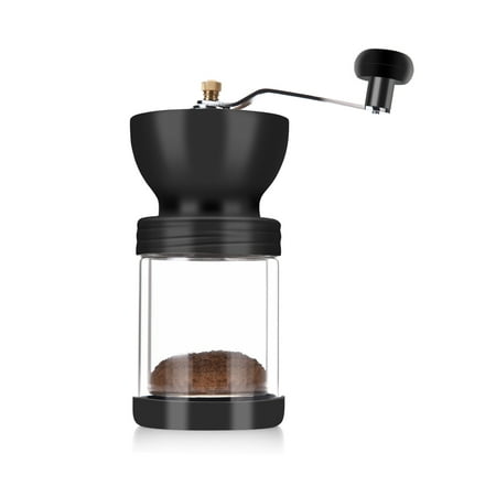 Manual Coffee Grinder,Infinitely Adjustable Grind, Glass Jar, Stainless Steel Built To Last, Quiet and