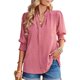 thumbnail image 1 of Blusa de media manga con farol para mujer, cuello en V, camisas fluidas, color puro, informal, lindo punto, 1 of 6