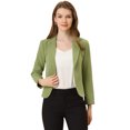 thumbnail image 1 of INSPIRE CHIC Chaqueta abierta de la chaqueta del traje de la cosecha del trabajo de la oficina del frente de las mujeres Aguacate Verde-Sólido XL, 1 of 5