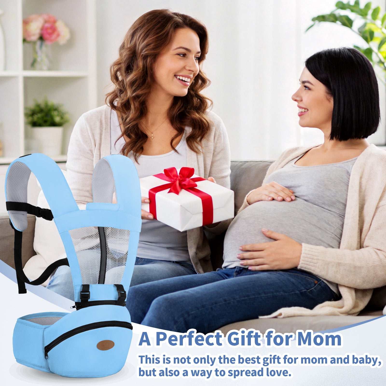 Babyltrl 6-in-1 Baby Carrier with Hip Seat,Ergonomic Infant Carrier Backpack,Breathable Wrap Seat for Newborn Toddlers up to 44 lbs,Blue