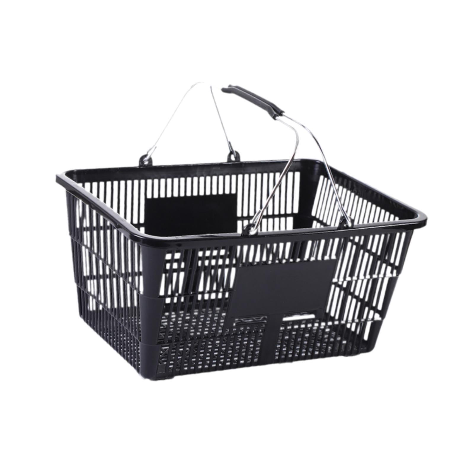 Fiocias Shopping Basket Grocery Basket Sturdy Storage Holder Ergonomic Metal with Handle Black
