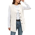 thumbnail image 2 of Staron Fall Winter Vests for Women Casual Sleeveless Solid Crew Neck Loose Comfy Basic Outerwear Warm Faux Fur Lightweight Fashion, Beige S, 2 of 7