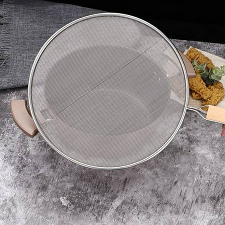 

Carmenl Stainless Steel Oil Splatter Screen Frying Pan Mesh Guard Kitchen Cooking Handle Filter ScreenColander