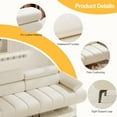 thumbnail image 5 of 3-Seater Sofa Bed, Faux Leather Futon Sleeper Couches, Adjustable Backrests and Armrest Headrests with Split Two Separate Sectional Sofas, Living Room, Bedroom Convertible Recliner Sofa Bed, White, 5 of 9