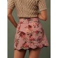thumbnail image 5 of Womens High-Waist Scalloped Button-Front A-Line Denim Mini Skirt In Pink, 5 of 29
