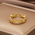 thumbnail image 1 of Nuevos anillos de mariposa a la moda, hojas de Zirconia cúbica brillante, anillo de dedo ajustable geométrico, regalos de joyería delicada minimalista para niñas Deng Xun unisex, 1 of 2