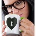 thumbnail image 2 of 3drose, Contemporary Black Circle Patterned Heart with a Keyhole in the Center, 15oz Two-tone Green Mug, 2 of 6