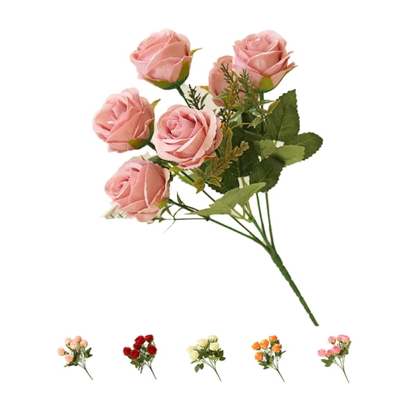 harmtty 1 Bunch Realistic Handmade Artificial Flower Faux Silk Flower Elegant Artificial Rose Decor for Wedding,5