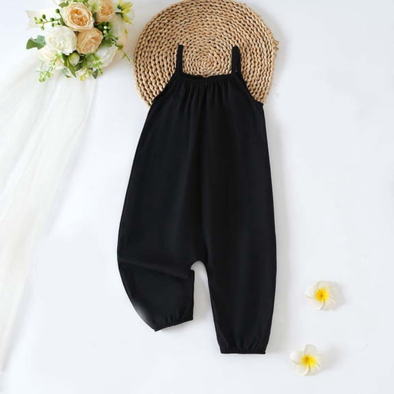 Mifsaly Girls Wide Leg Jumpsuits Toddler Spaghetti Straps Sleeveless Overalls Lightweight Breathable Summer Casual Kids One Piece Romper 3 Years