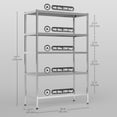 thumbnail image 2 of 5-Tier Stainless Steel Bakers Rack - Kitchen Storage Shelf, Silver, 35.8" x 15.7" x 54.7" - Adjustable Height for Pantry, Living Room & Office Organization, 2 of 7