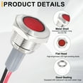 thumbnail image 3 of Uxcell 2Pcs 16mm Indicator Light, 110V-220V AC LED Metal Signal Lamp Waterproof,Red, 3 of 6
