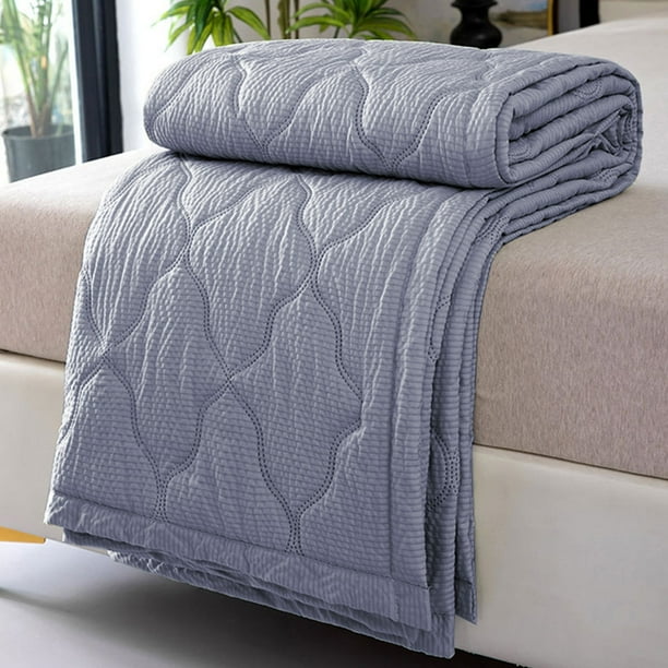Edredón de verano refrescante Ice Silk | Manta de aire acondicionado ligera y transpirable | Azul | 98% Algodón 2% Spandex | Lavable | Absorbe la humedad | 180x200cm | Edredón Delgado y Fresco