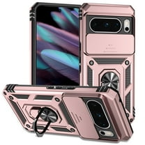 Google Pixel 8 Pro Kickstand Armor Case with Slide Camera Lens Protection Cover Built-in 360° Rotate Ring Holder Stand Magnetic Military Shockproof Phone Cover Case for Google Pixel 8 Pro,
Rosegold